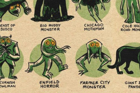 Illustration of regional Midwest cryptids