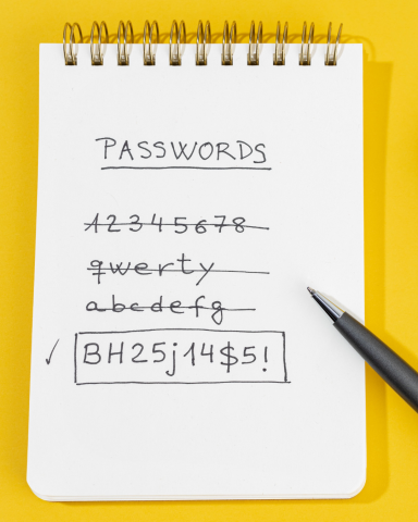 Notebook with good and bad passwords