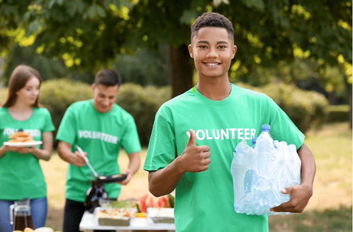 helpful teens volunteering at an unspecified event