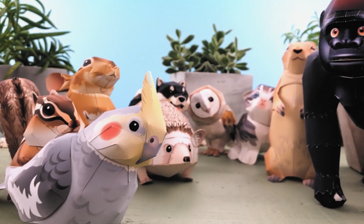 Assortment of 3d paper folded animals