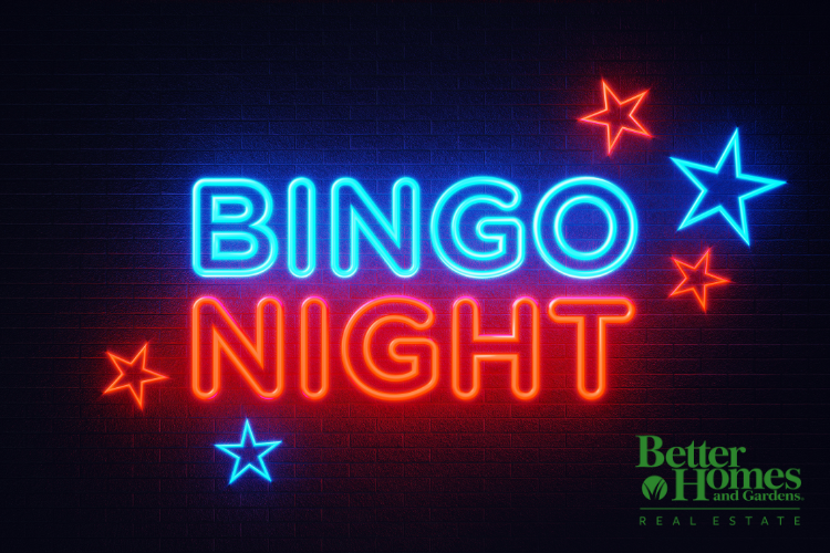 Neon lights saying, "Bingo Night".