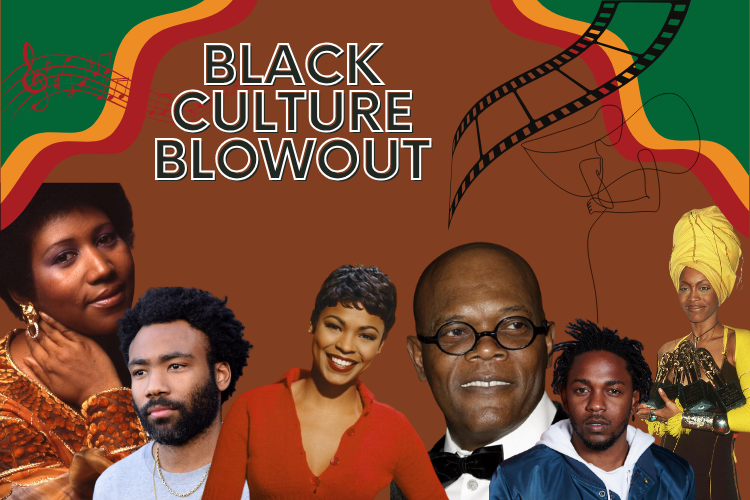 African-American cultural icons with text "Black Culture Blowout!"